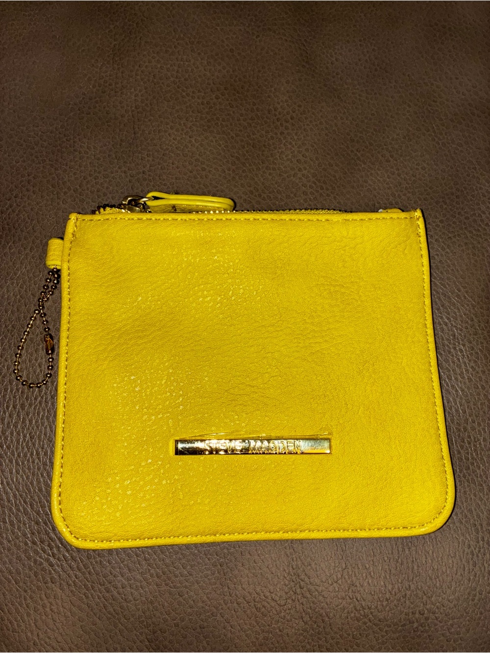 Steve Madden Yellow Leather Zip Pouch Wallet NWOT
